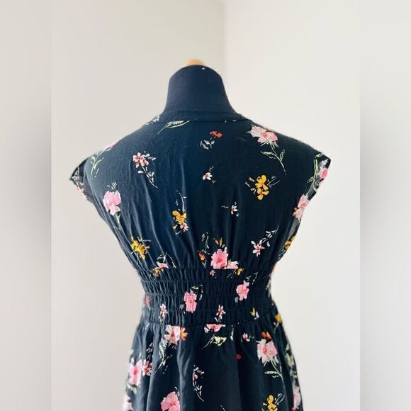 Free People Dress Black Floral Shired Button Front Dress Size XS - Picture 9 of 11
